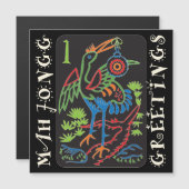 Mah Jongg Bird Salutations Magnet Card (Devant / Derrière)