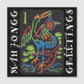 Mah Jongg Bird Salutations Magnet Card (Devant)