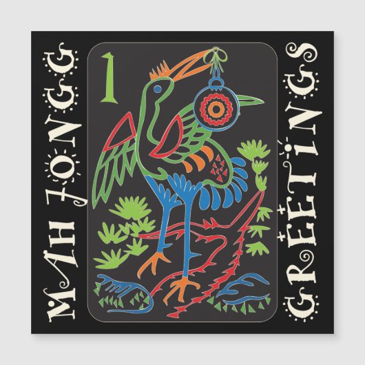 Mah Jongg Bird Salutations Magnet Card (Devant)