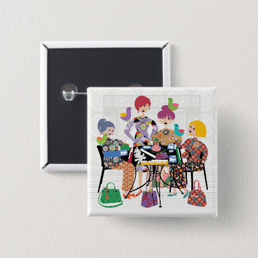 Mah Jongg Birds Button (Voorkant /achterkant)