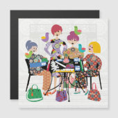 Mah Jongg Birds Flat Magnet (Devant / Derrière)