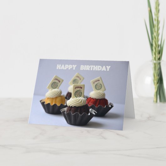 Mah jongg Birthday Card Cupcakes Kaart (Voorkant)