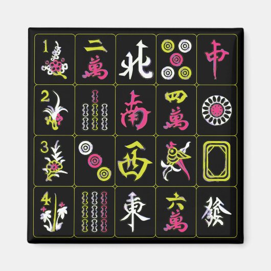 Mah Jongg Black/Fuchsia/Lime Magnet (Devant)