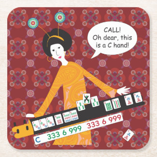 Mah Jongg C Hand Coasters Vierkante Kartonnen Onderzetter