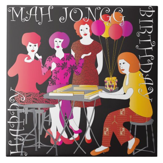 Mah Jongg Cadeau Verjaardag Tegel Tegeltje (Voorkant)