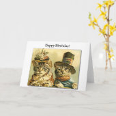 Mah Jongg Carte d'anniversaire Chats victoriens (Fleur jaune)