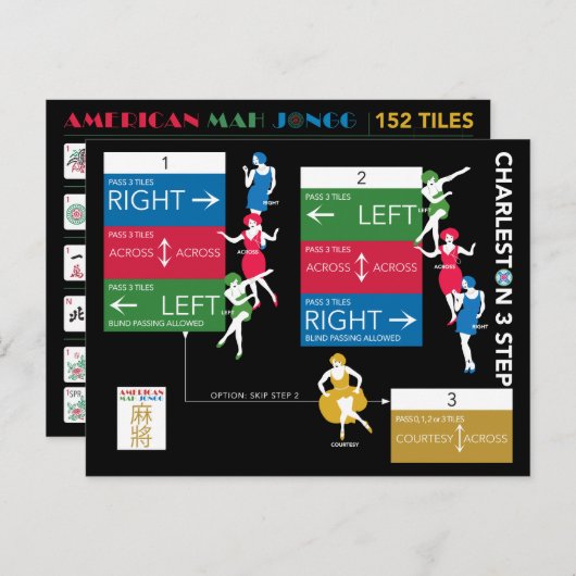 Mah Jongg Charleston Chart Kaart (Voorkant / Achterkant)