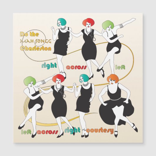 Mah Jongg Charleston Dancers Magnet Card (Devant)