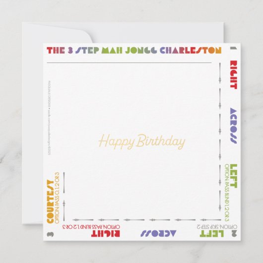 Mah Jongg Charleston Verjaardag Flat Kaart (Achterkant)