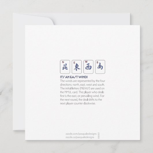 Mah Jongg Dit Vents Carte Plat (Dos)