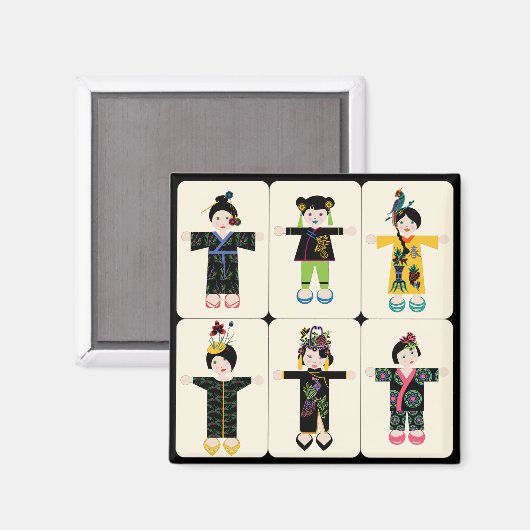 Mah Jongg Dolls Magnet (Recto/Verso)