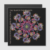 Mah Jongg Dragon Year Flat Magnet (Devant / Derrière)