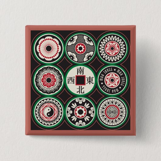 Mah Jongg Een Stippen Munt Button (Voorkant)