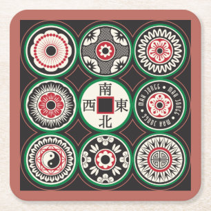 Mah Jongg Een Stippen Munt Onderzetters