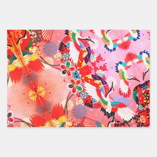 Mah Jongg Egrets en Paisley Inpakpapier Vel (Voorkant)