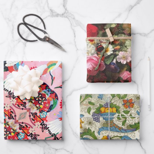 Mah Jongg Egrets, Positano en Fleuresse Inpakpapier Vel (Voorkant)