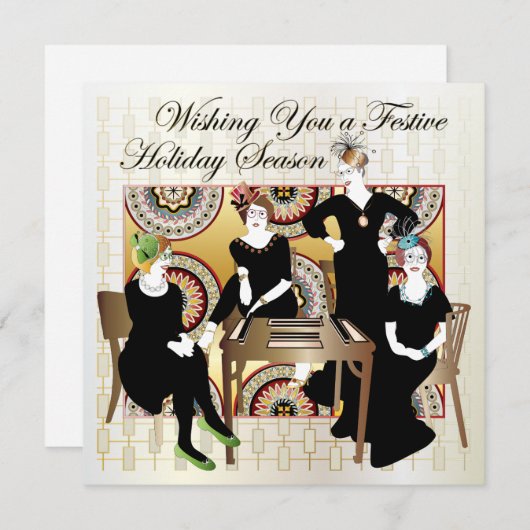 Mah Jongg Festive Carte Plat (Devant / Derrière)