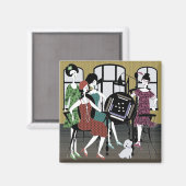 Mah Jongg Flappers Dog Magnet (Recto/Verso)