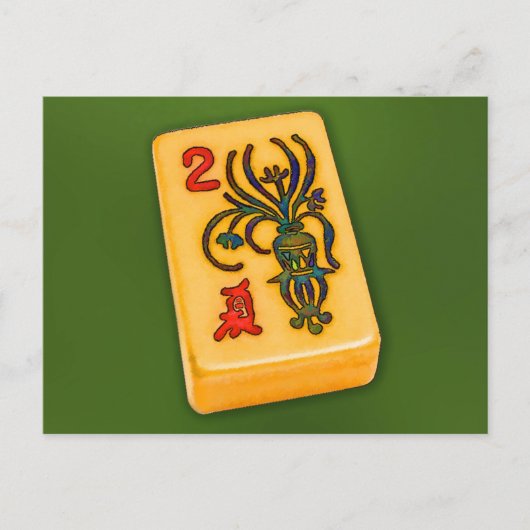 Mah Jongg Flower Tile Briefkaart (Voorkant)