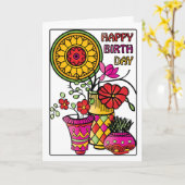 Mah Jongg Flowers 01 Carte Anniversaire (Fleur jaune)