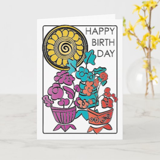 Mah Jongg Flowers 02 Carte Anniversaire (Fleur jaune)