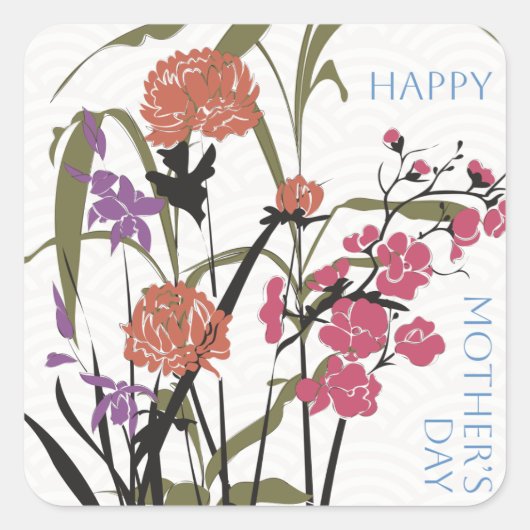 Mah Jongg Flowers Moeder Stickers (Voorkant)