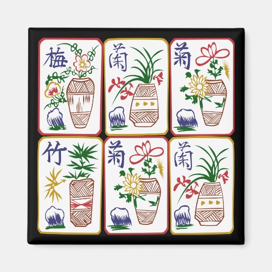 Mah Jongg Flowers & One Circles Magneet (Voorkant)
