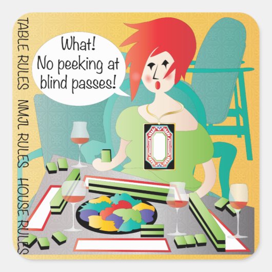 Mah Jongg Gezegden Peek Pass Vierkante Sticker (Voorkant)
