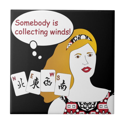 Mah Jongg Gezegden Winds Tile Tegeltje (Voorkant)