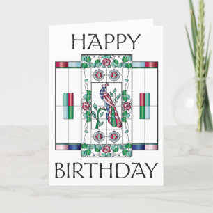Mah Jongg Glas in lood Birthday Kaart