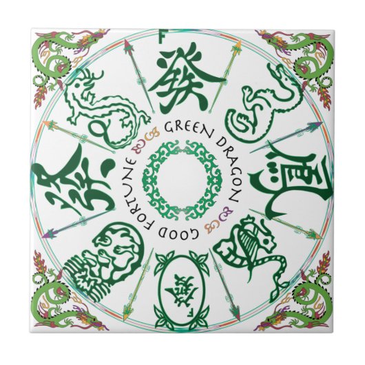 Mah Jongg Green Dragon Tile Tegeltje (Voorkant)