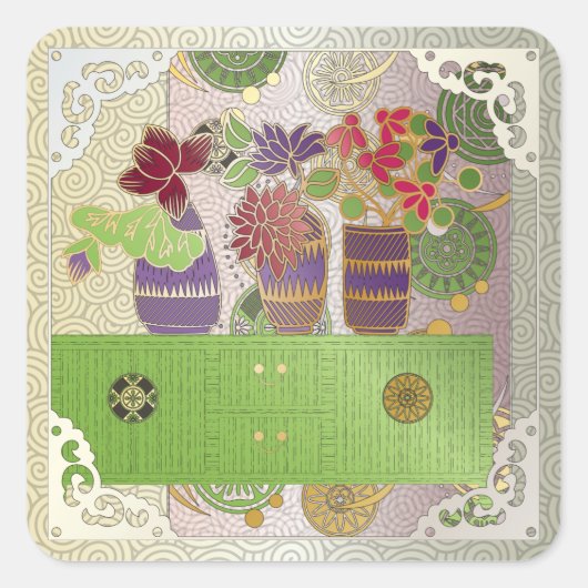 Mah Jongg Green Table Stickers (Voorkant)