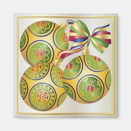 Mah Jongg Kerstsierents Magnet Magneet (Voorkant)