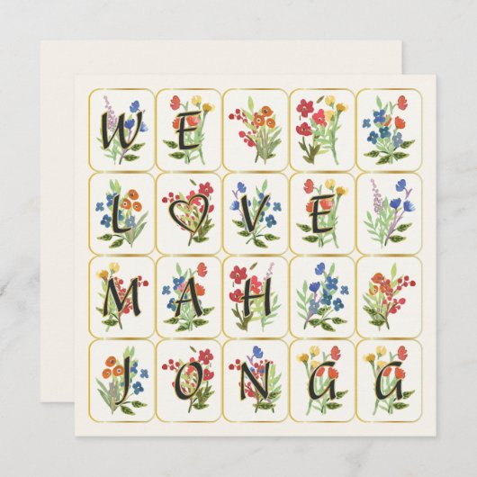 Mah Jongg Love Carte Plat (Devant / Derrière)