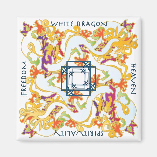 Mah Jongg Magnet de dragon blanc (Devant)