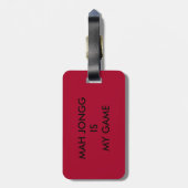 Mah Jongg (mahjong) Bagagelabel met lederen riem (Achterkant verticaal)