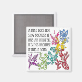 Mah Jongg One Bams Birds/Proverb Magnet (Recto/Verso)