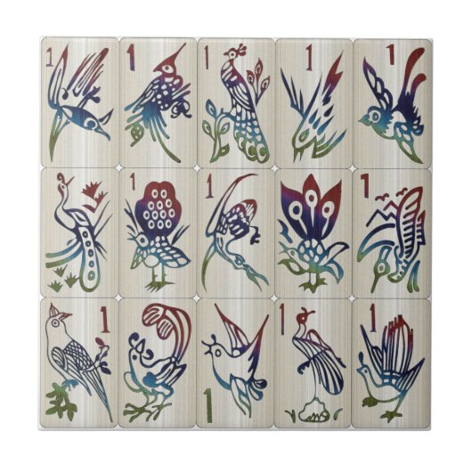 Mah Jongg One Bams Tile Tegeltje (Voorkant)