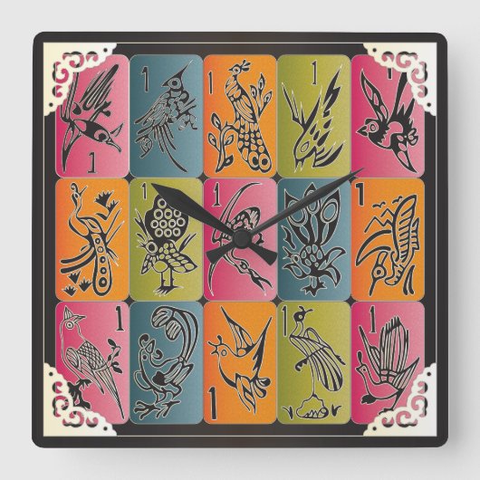 Mah Jongg One Bams Vierkante Klok (Voorkant)