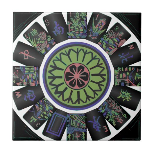 Mah Jongg One Dot Black Tile Tegeltje (Voorkant)