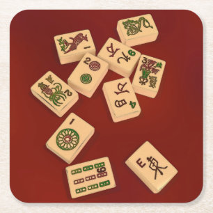 Mah Jongg Play Vierkante Kartonnen Onderzetter