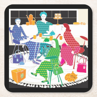 Mah Jongg Polka-Dots Coasters Vierkante Kartonnen Onderzetter