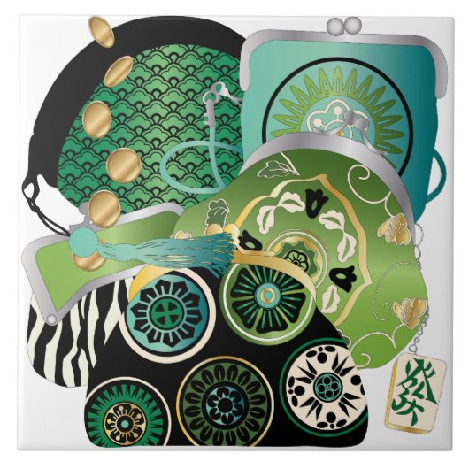 Mah Jongg Purses Green Tile Tegeltje (Voorkant)