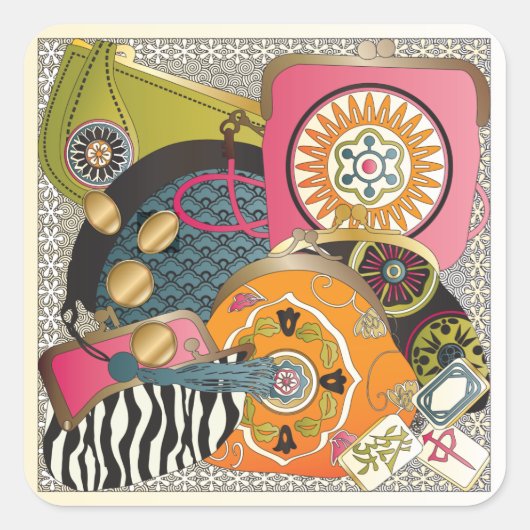 Mah Jongg Purses Vierkante Sticker (Voorkant)