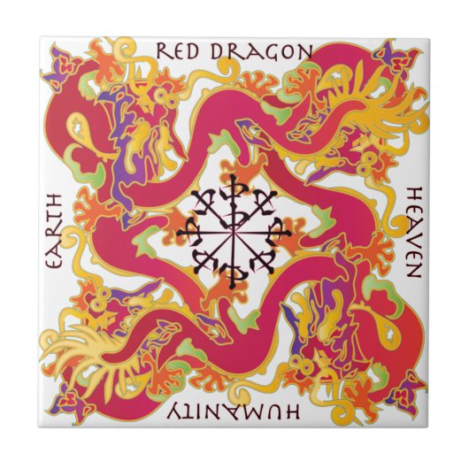 Mah Jongg Red Dragon Tile Tegeltje (Voorkant)