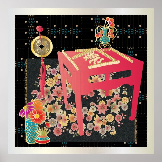 Mah Jongg Red Table Poster (Voorkant)