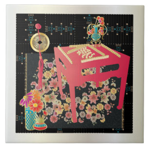 Mah Jongg Red Table Tegeltje