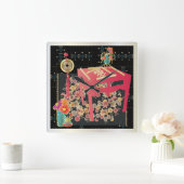 Mah Jongg Red Table Vierkante Klok (Huis)