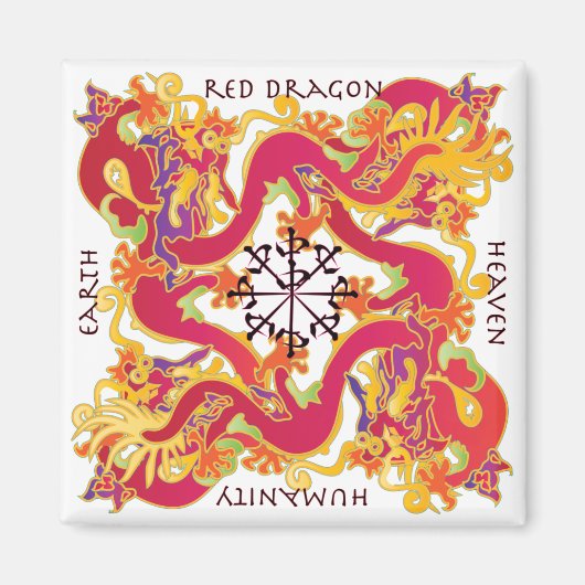 Mah Jongg Rouge Dragon Magnet (Devant)