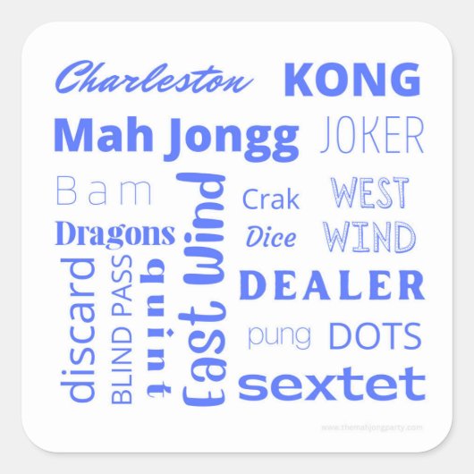 Mah Jongg sticker in blauw (Voorkant)